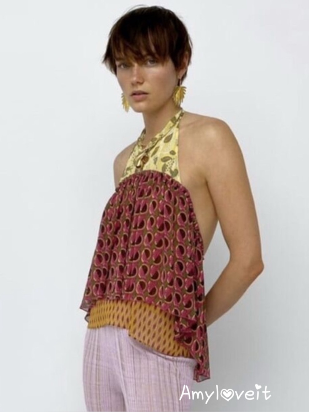 Zara Peplum Layered Halter Top #96